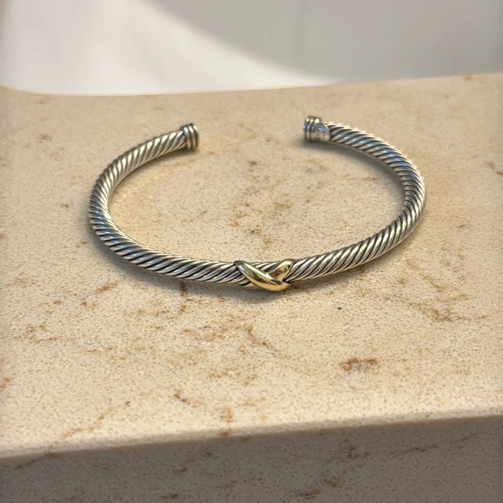 David Yurman Silver Bracelet with Gold Accent - Picture 4 of 7
